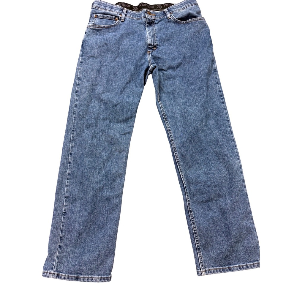 Wrangler Five Star Jeans Mens 36x30 Blue Excellent Straight Leg Stretch Denim